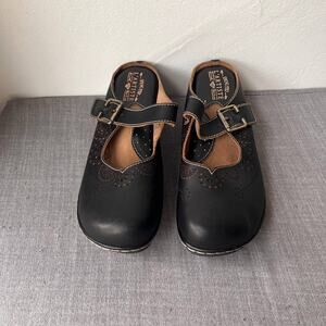 L'Artiste Spring Step ANERIA Clogs Women Size 41 US 9.5 Black Leather Boho Shoes